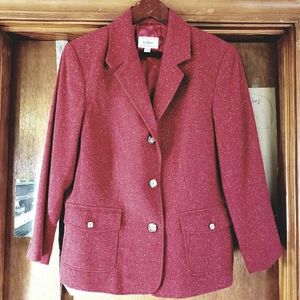Vintage L.L. Bean Red Wool Blazer-Style Preppy Fall Winter Classic Jacket XL